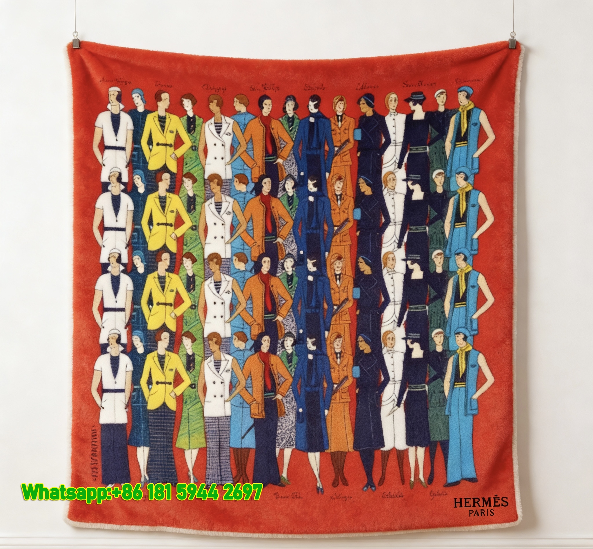 Hermès Vintage Fashion Parade Flannel Throw Blanket IMG_5391